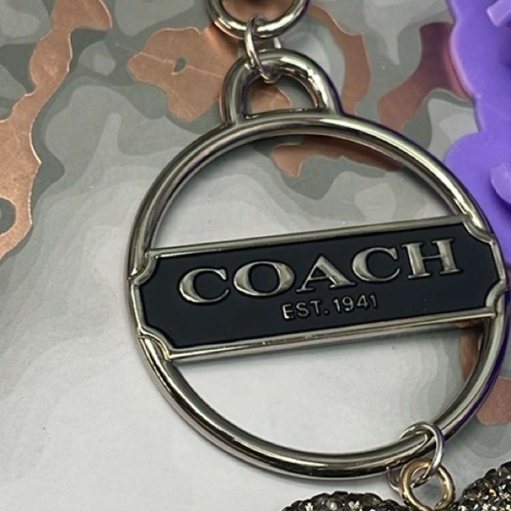 Authentic Coach Silver & Black Medallion with Crystal Heart Charm. Custom made - Picture 4 of 7